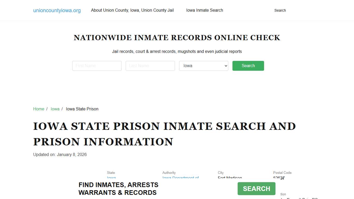 Iowa State Prison, IA, Inmate Search, Contacts